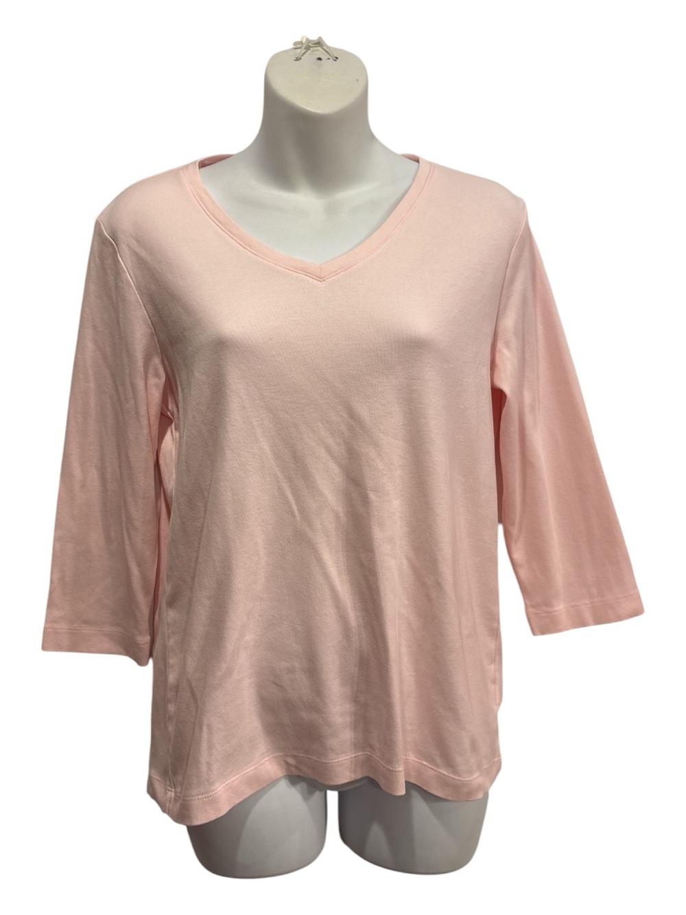 Preswick & Moore Pale Pink V-Neck Three-Quarter Sleeve Tee size small